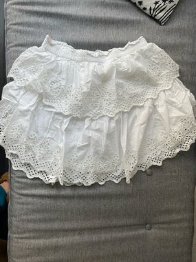 GAP Cotton White Tiered Eyelet Mini Skirt